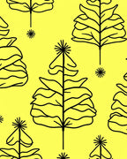 Minimalist Yellow Outline Trees Rug