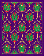 Rich Purple Green Red Floral Swirl Rug
