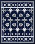 Navy White Snowflake Geometric Medallion Rug