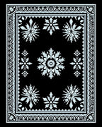 Light Blue Snowflake Medallion Border Rug