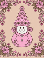 Enchanting Pink Floral Gnomes Rug