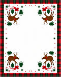 Festive Red Green Plaid Deer Collection Rug
