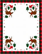 Festive Red Green Plaid Deer Collection Rug