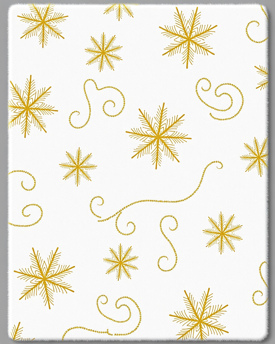 Golden Snowflake Swirl Collage Rug