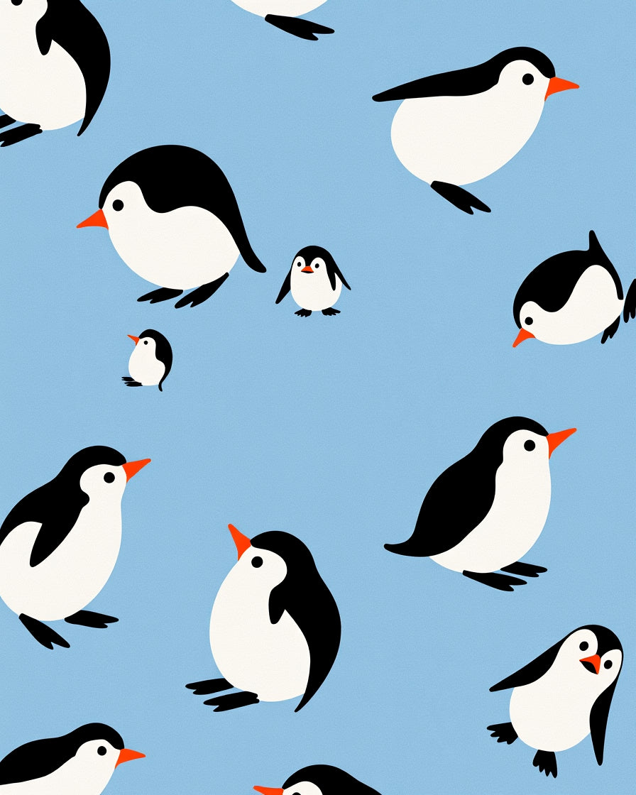 Whimsical Penguin Pals Playful Puddle Rug