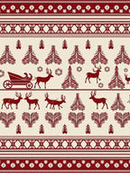 Crimson Reindeer Sleigh Christmas Forest Rug