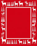 Red White Reindeer Forest Border Rug