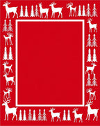 Red White Reindeer Forest Border Rug