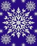 White Snowflake Ice Blue Festive Rug