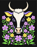 Whimsical Cow Floral Garland Rug