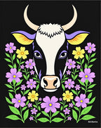 Whimsical Cow Floral Garland Rug
