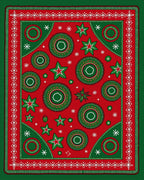 Festive Red Green Star Medallion Rug