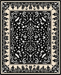 Black cream organic scrollwork medallion Rug
