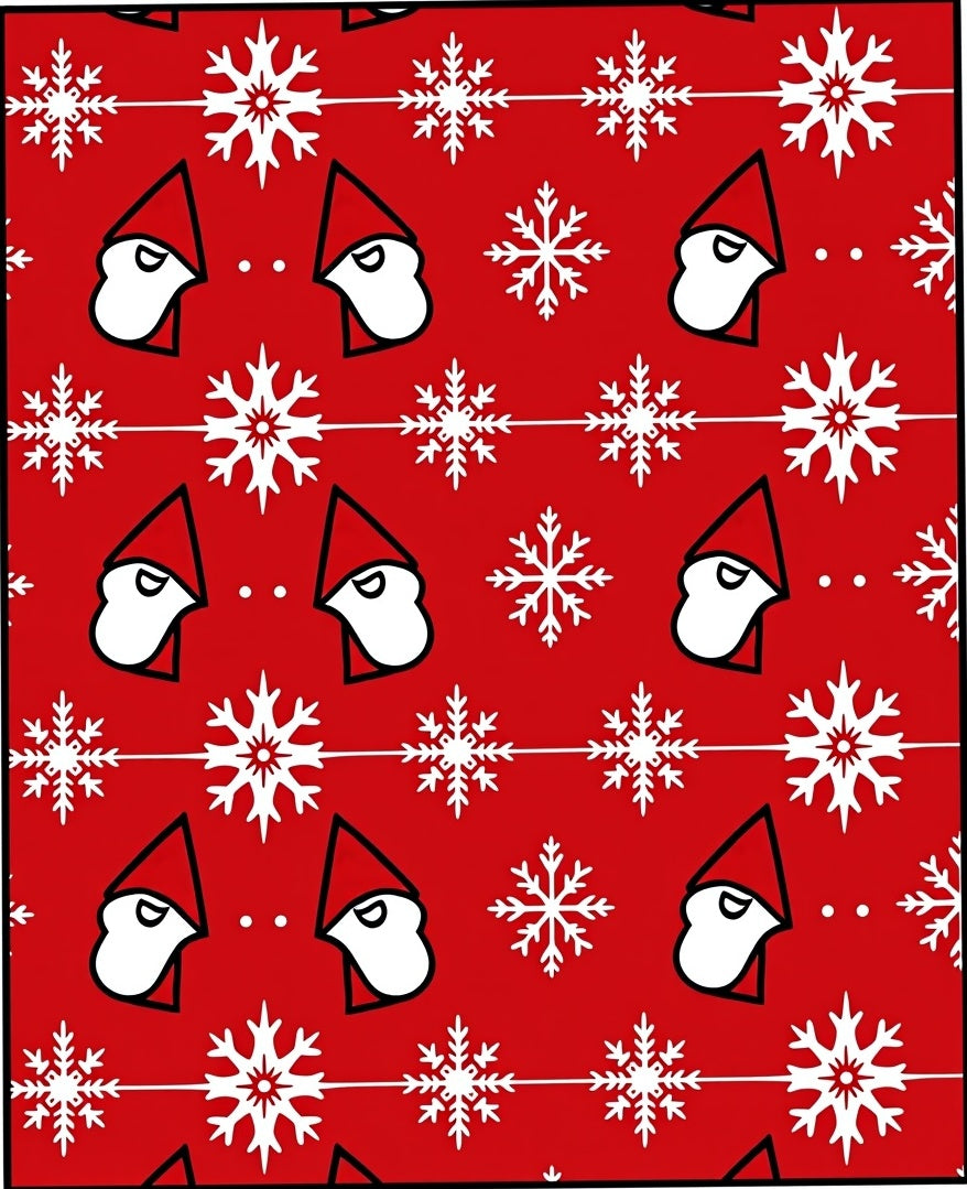 Red Snowflake Gnome Holiday Rug