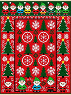 Whimsical Holiday Gnomes Christmas Trees Rug