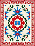 Bold Red Blue Starburst Garden Rug