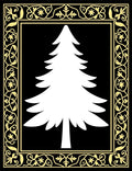Elegant White Tree Black Gold Border Rug