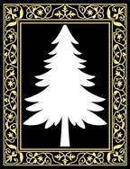 Elegant White Tree Black Gold Border Rug