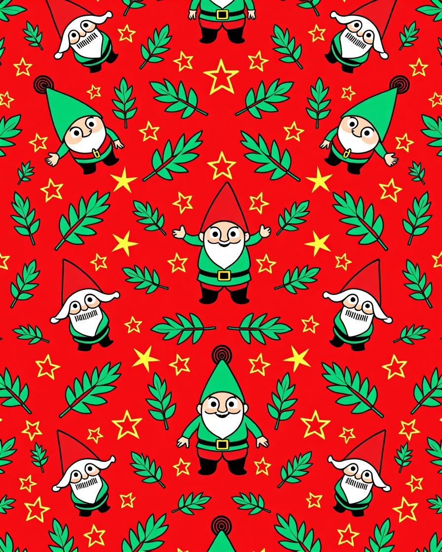 Red Gnome Garland Star Toss Rug