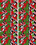 Festive Red Green Whimsical Holiday Characters Rug