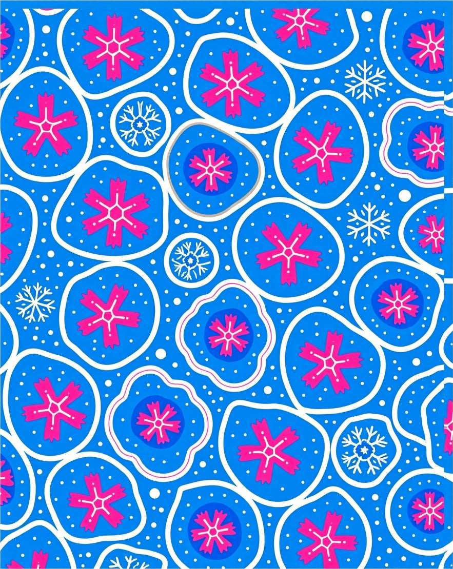 Whimsical Pink Blossom Blue Organic Rug