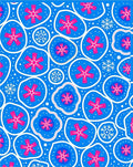 Whimsical Pink Blossom Blue Organic Rug