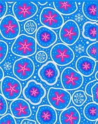 Whimsical Pink Blossom Blue Organic Rug