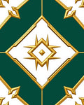 Ornate Gold Emerald Geometric Medallion Rug