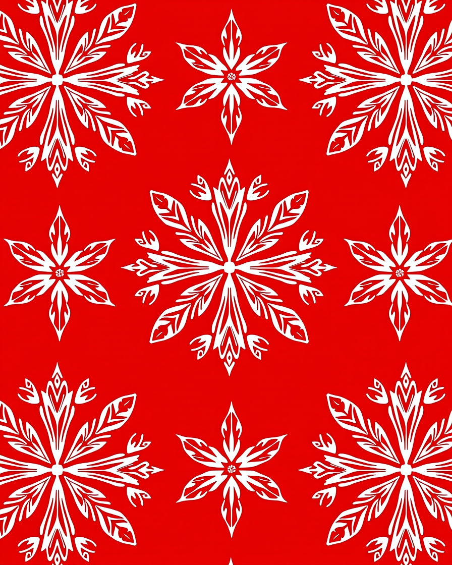 Bold White Snowflake Red Background Rug