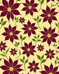 Maroon Floral Scatter Yellow Background Rug