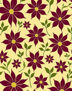 Maroon Floral Scatter Yellow Background Rug