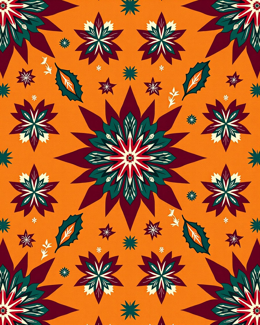 Rich Crimson Teal Starburst Medallion Rug