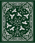 Deep Forest White Floral Bird Art Rug