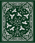 Deep Forest White Floral Bird Art Rug