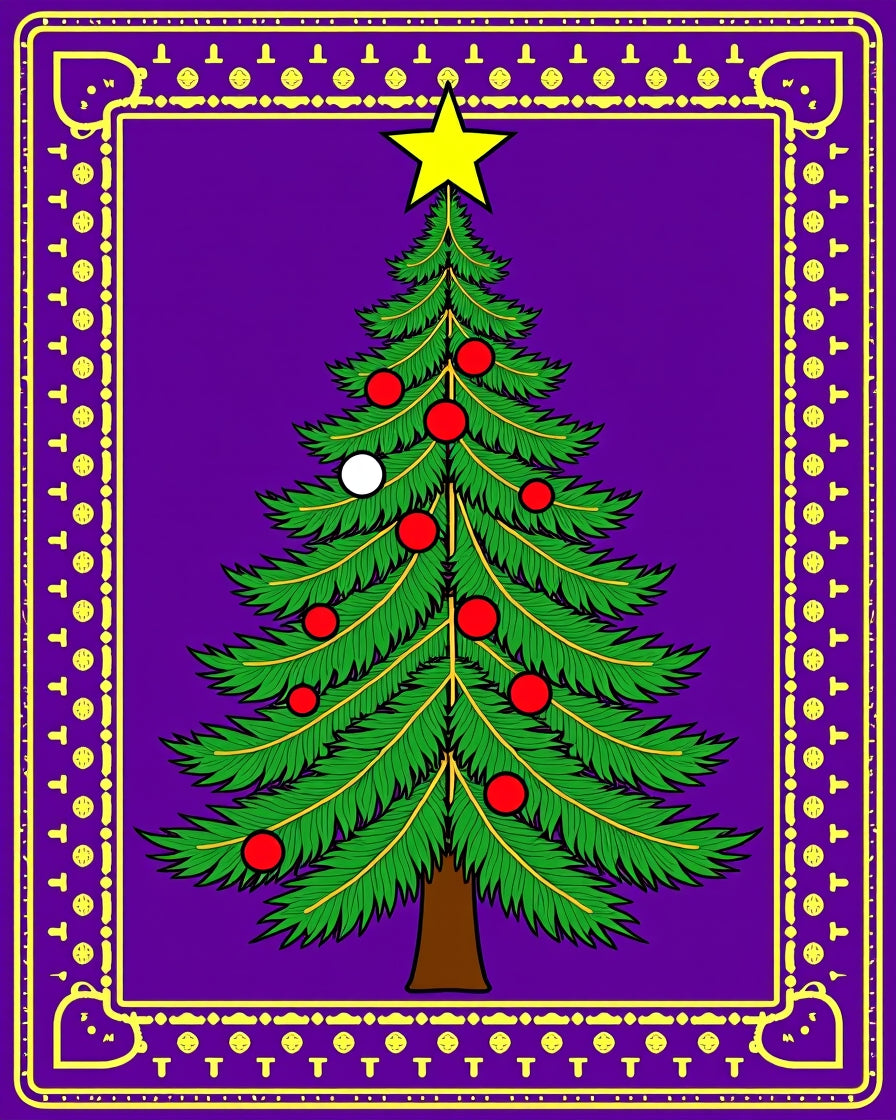 Festive Purple Christmas Tree Star Rug