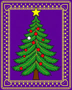 Festive Purple Christmas Tree Star Rug