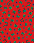 Red Green Abstract Shapes Medallion Rug