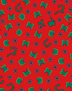 Red Green Abstract Shapes Medallion Rug