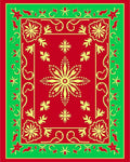 Festive Red Green Floral Medallion Rug