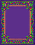 Vibrant Purple Floral Bird Border Rug