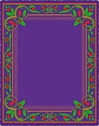 Vibrant Purple Floral Bird Border Rug