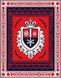 Crimson Navy Crest Snowflake Regal Rug