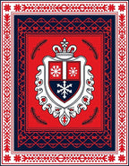 Crimson Navy Crest Snowflake Regal Rug