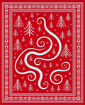 Red White Pine Tree Swirl Rug