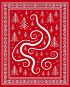 Red White Pine Tree Swirl Rug