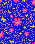 Vibrant Pink Yellow Butterfly Floral Swirls Rug