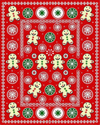 Red Gingerbread Man Circle Garland Rug