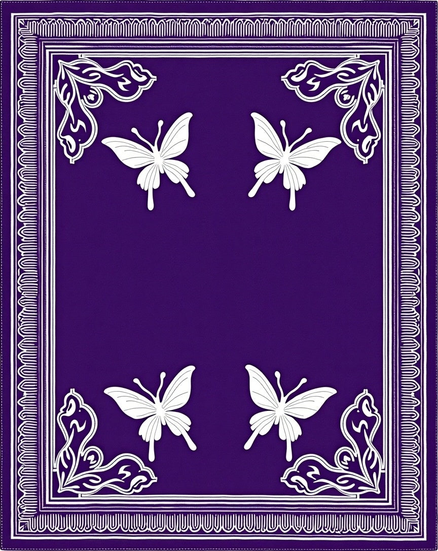 Vibrant Purple Fluttering Butterfly Rug