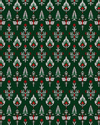 Classic Red White Green Folk Tines Rug