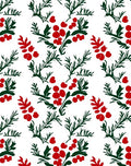 Red Berry Green Branch Botanical Rug